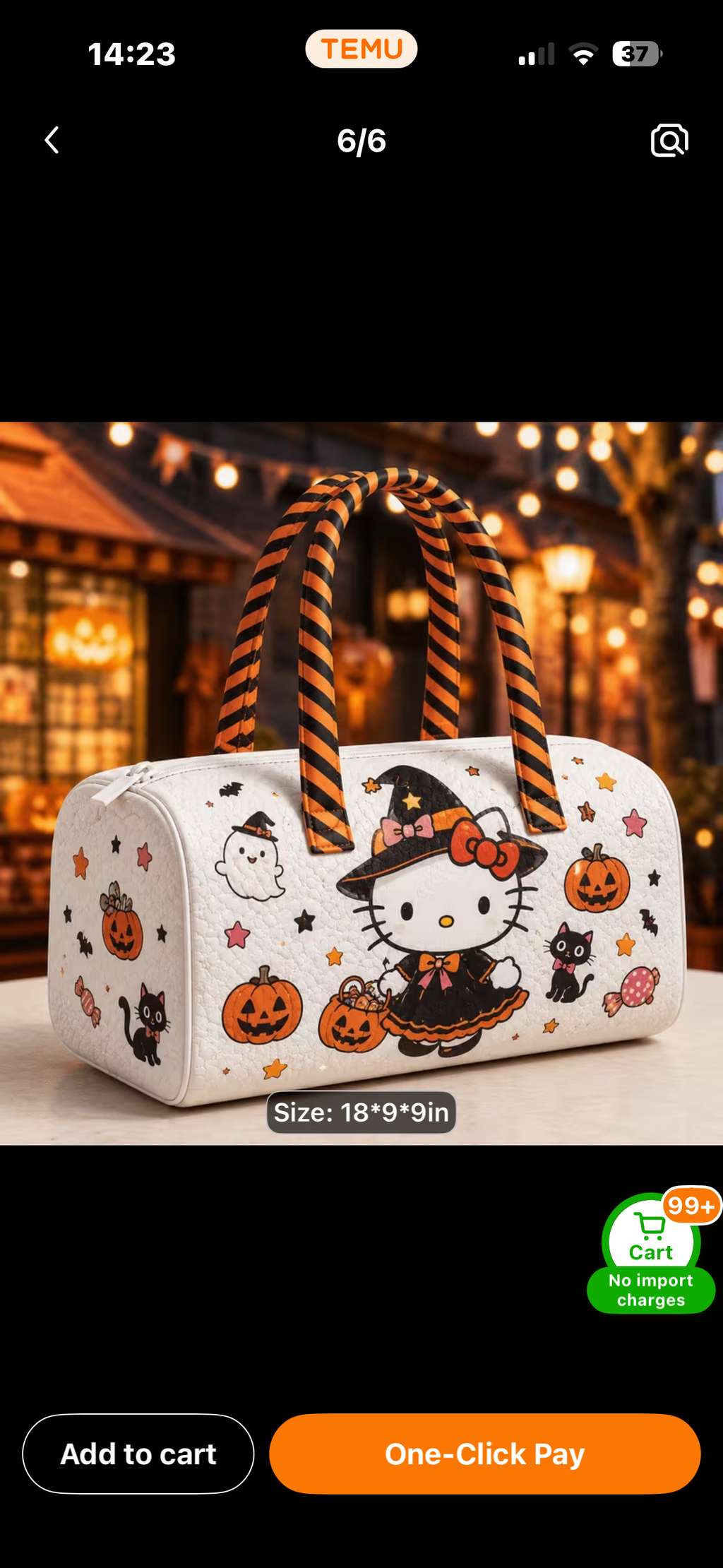 Sanrio Halloween Quilted Travel Bag
