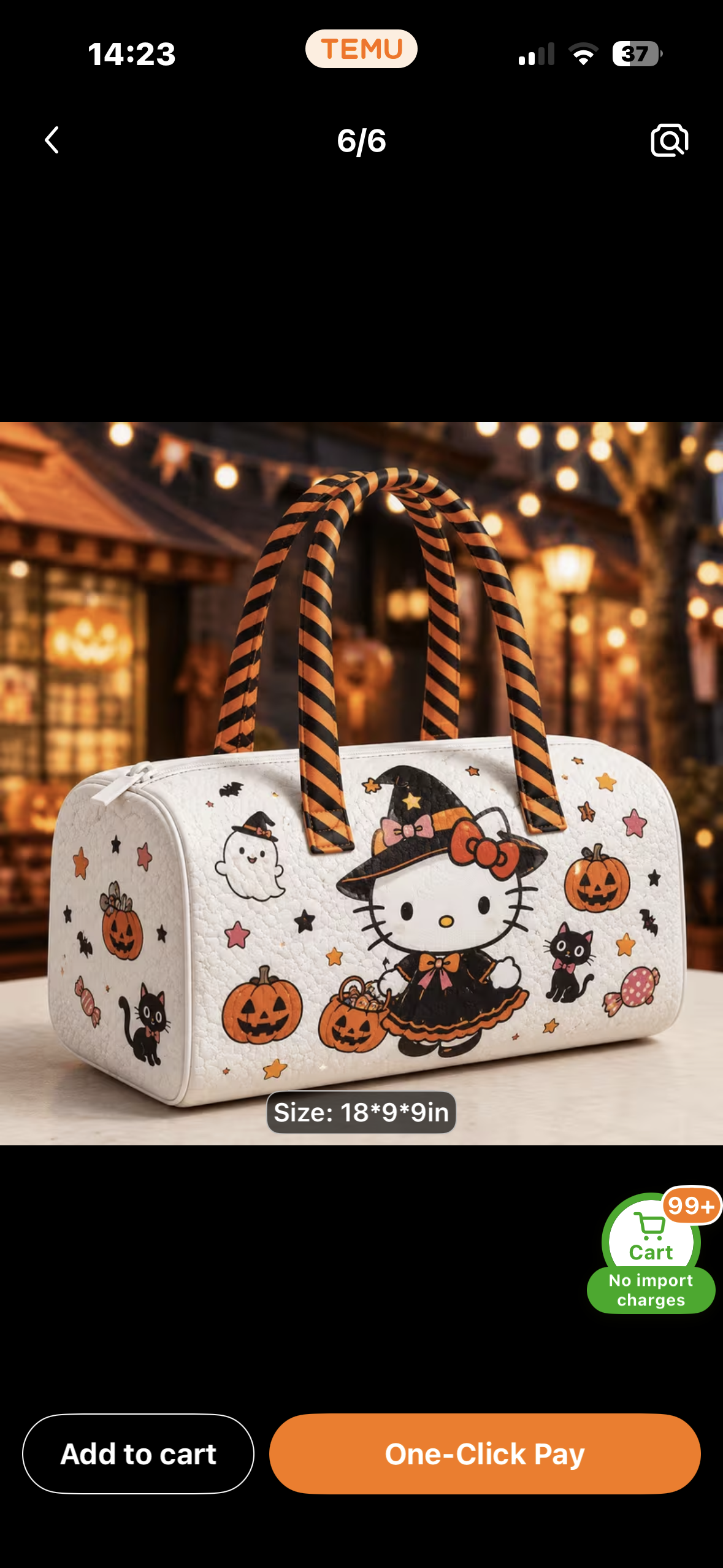 Sanrio Halloween Quilted Travel Bag
